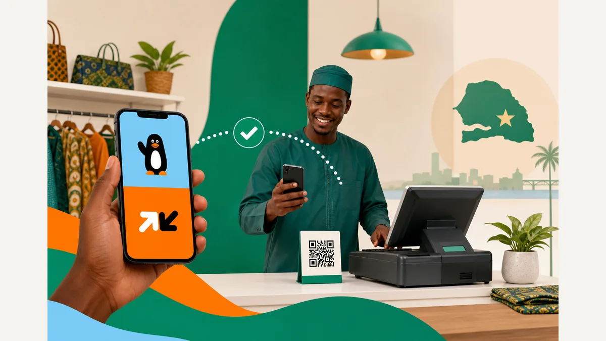 Paiement Wave et Orange Money à la caisse d'un commerce
